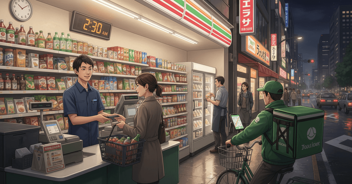 日本の夜勤求人 – コンビニ・配達スタッフ